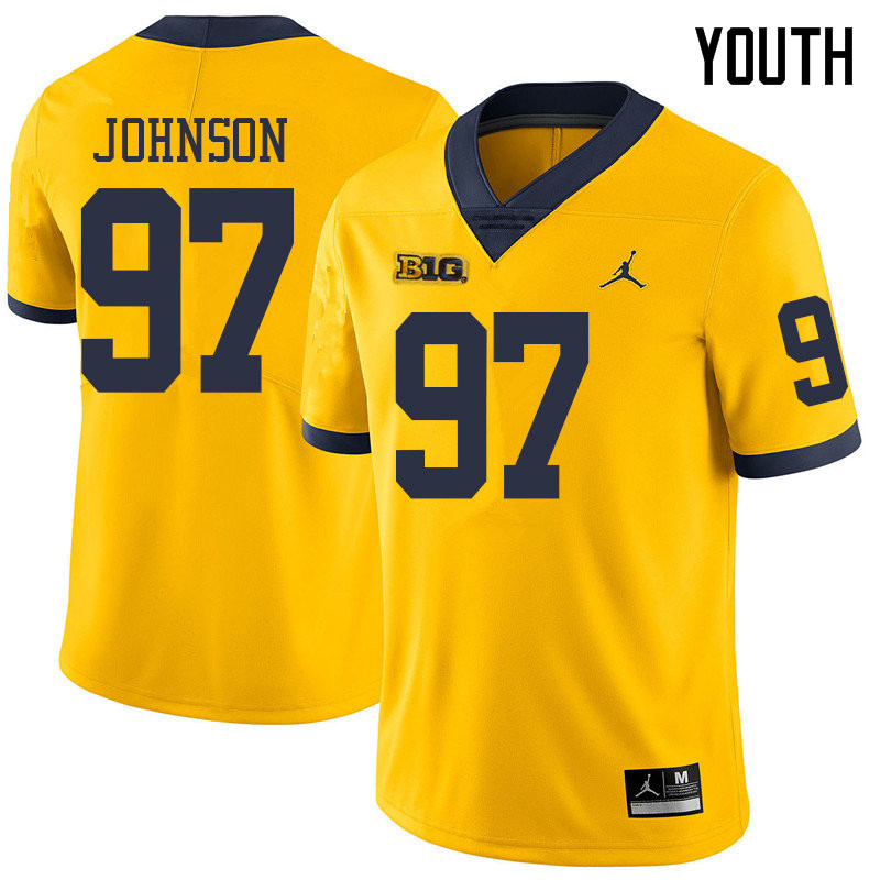 Jordan Brand Youth #97 Ron Johnson Michigan Wolverines College Football Jerseys Sale-Yellow